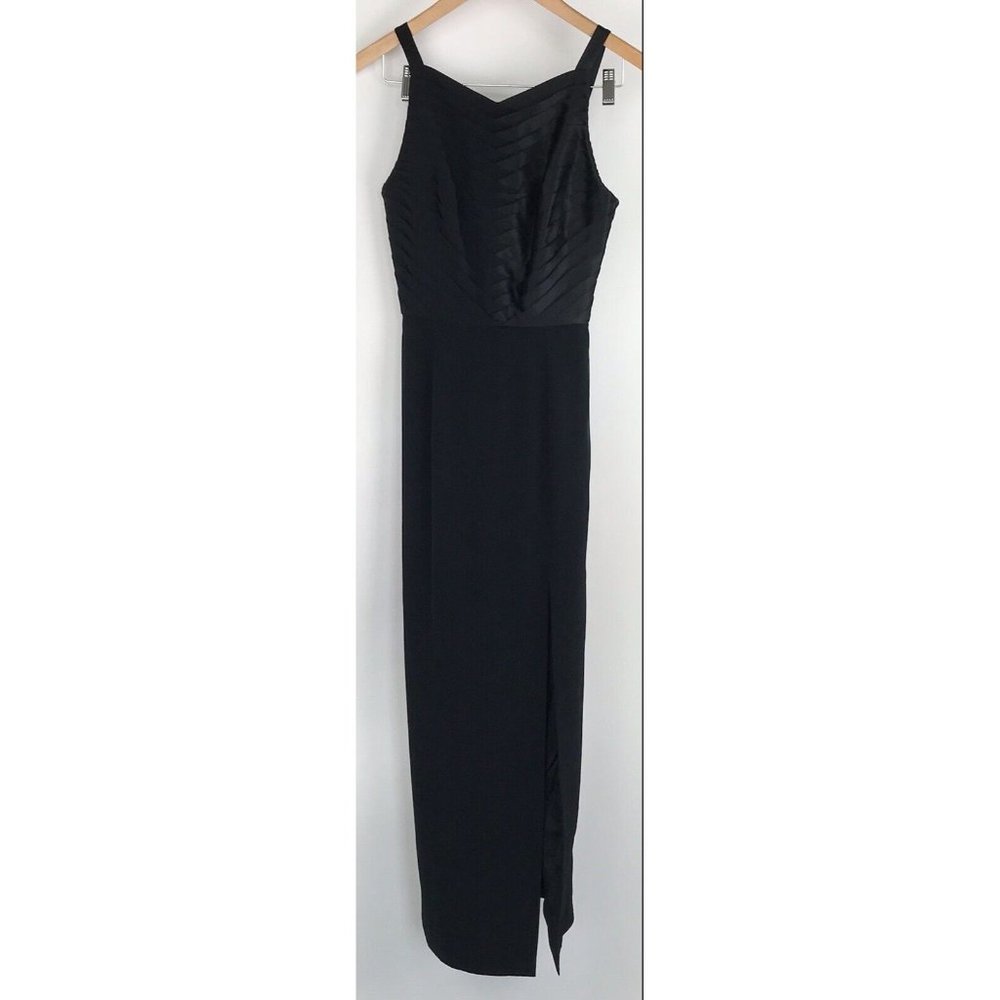 Niteline Della Roufogali Dress Black Long Formal Front Leg‎ Slit Dress Size 4